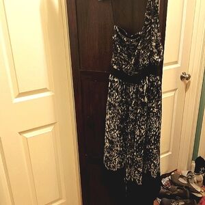 Jonathan Martin Black and Beige One Shoulder Sundress